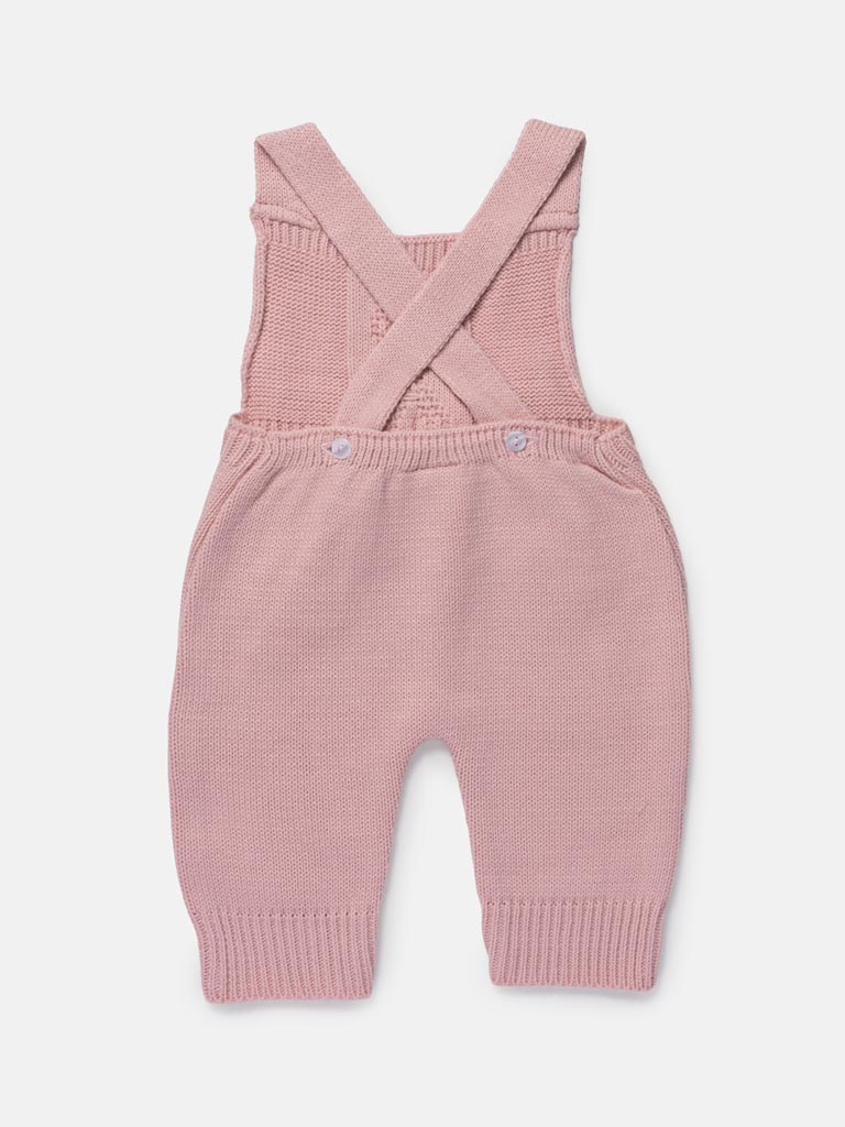 Baby Girl 2-Piece Knitted Dungarees & Shirt Set - Rose Pink