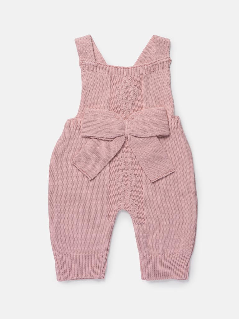 Baby Girl 2-Piece Knitted Dungarees & Shirt Set - Rose Pink