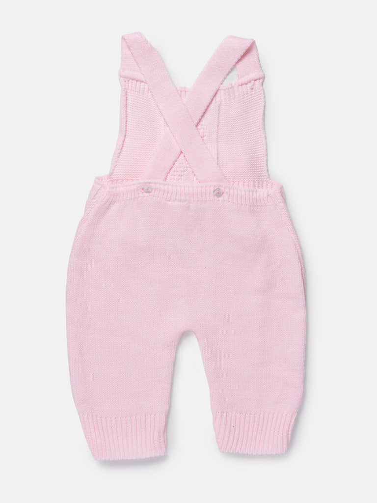 Baby Girl 2-Piece Knitted Dungarees & Shirt Set - Baby Pink