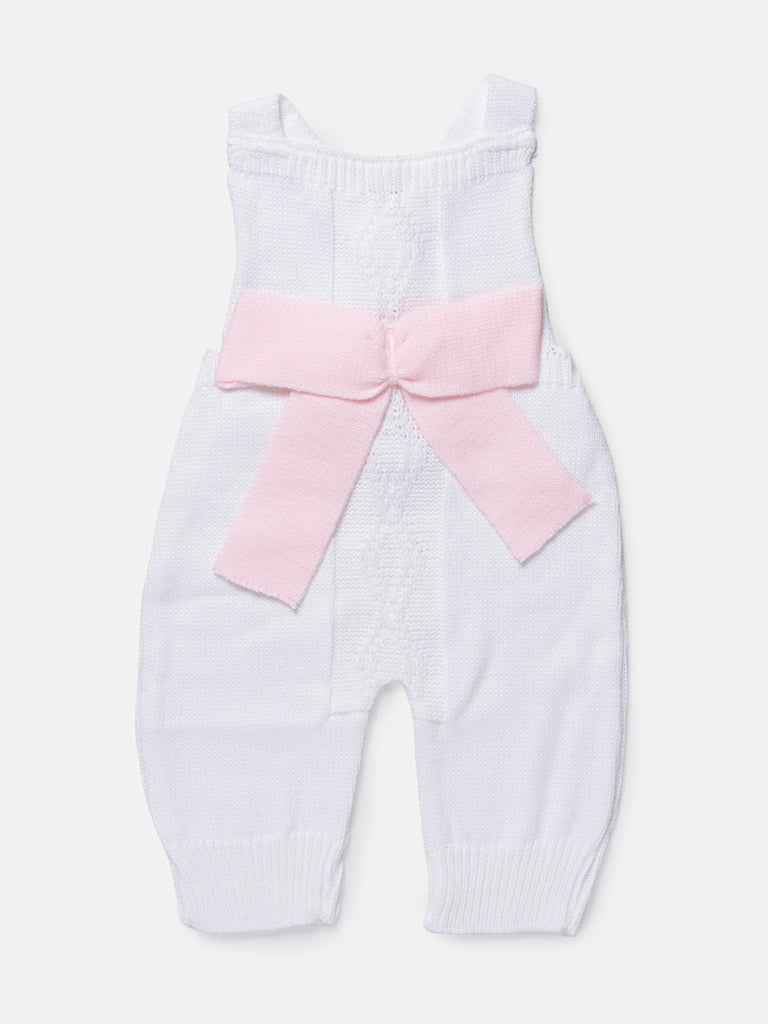 Baby Girl 2-Piece Knitted Dungarees & Shirt Set - White
