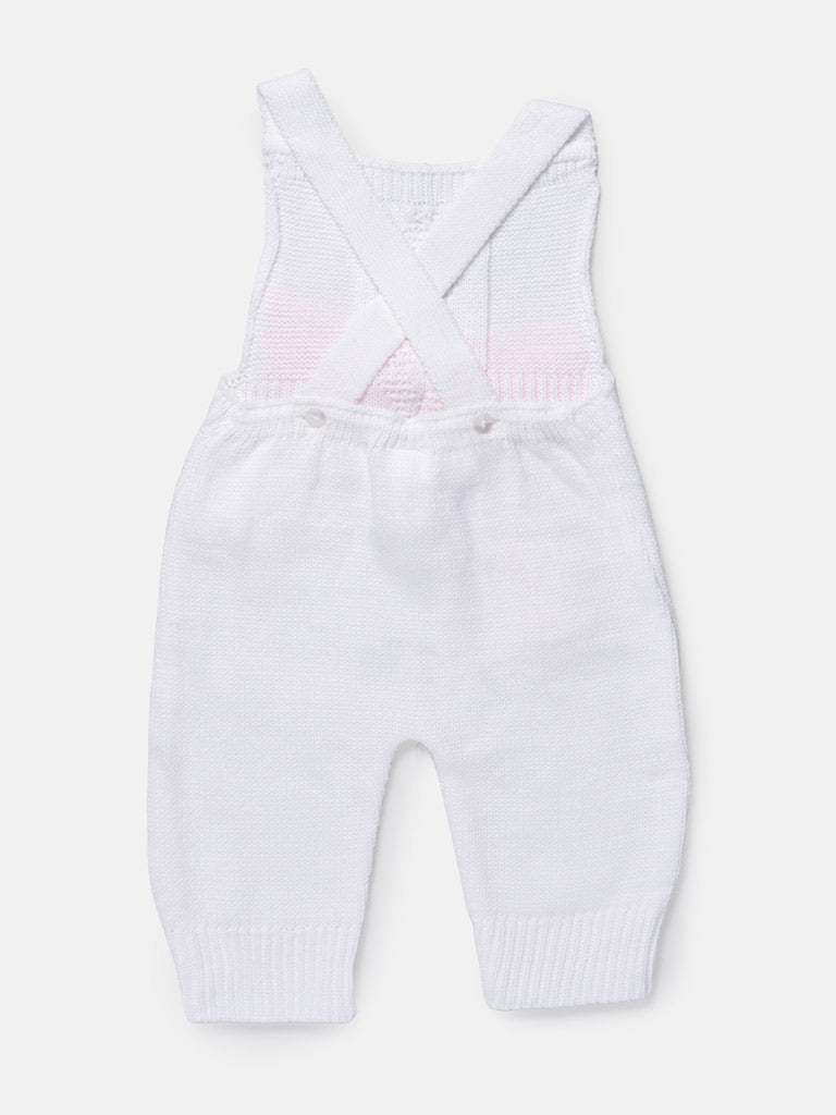 Baby Girl 2-Piece Knitted Dungarees & Shirt Set - White
