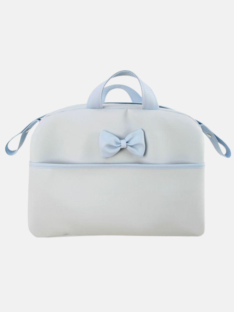 Spanish Changing Bag with Bow - Grey Blue