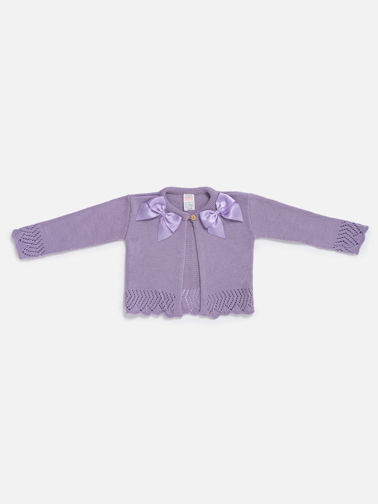 Baby Girl Cardigan with 2 Big Bows - Lilac