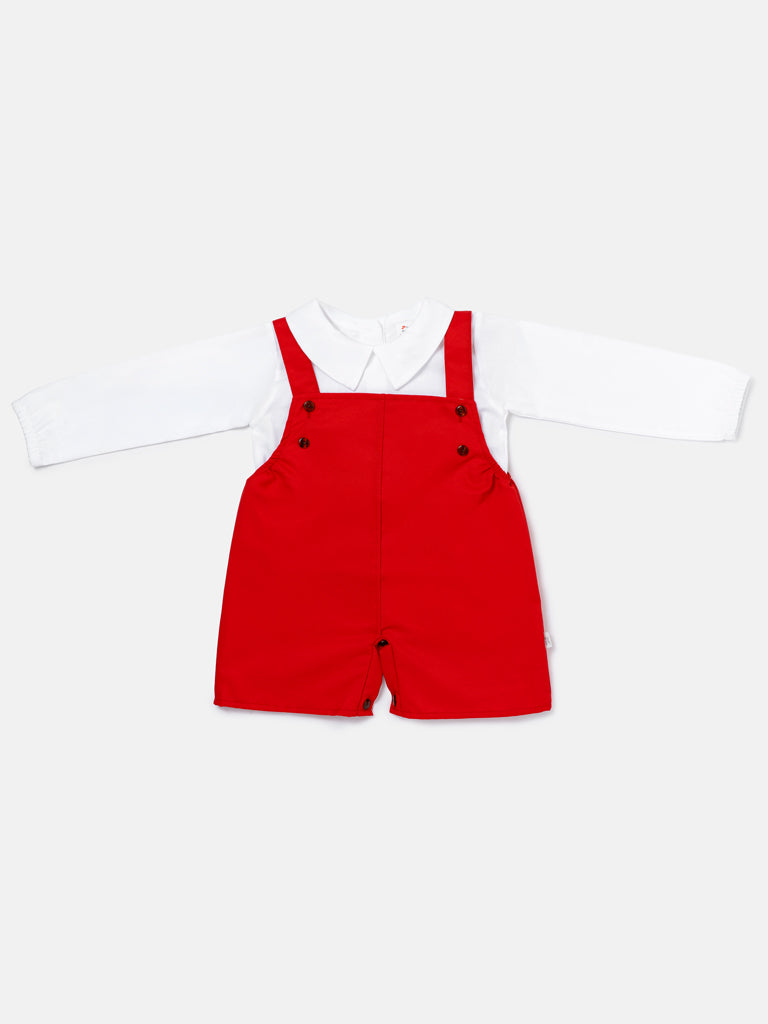 Baby Boy Alejandro Collection Two-Piece Shirt and Short Dungaree Set - Red