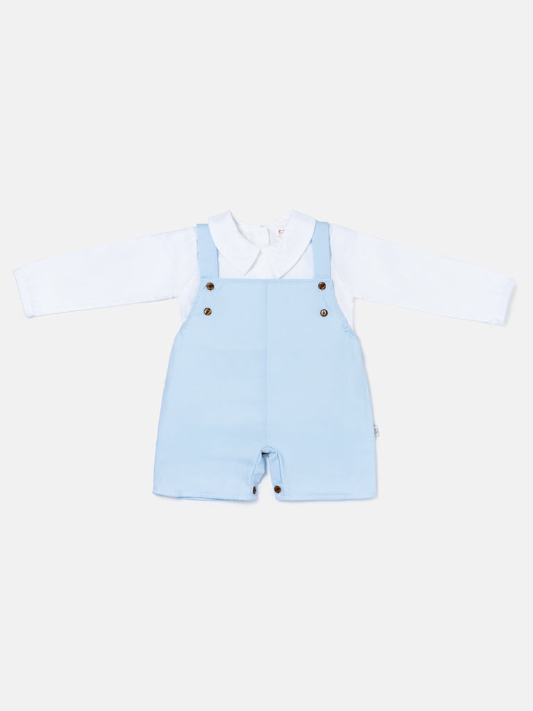 Baby Boy Alejandro Collection Two-Piece Shirt and Short Dungaree Set - Baby Blue