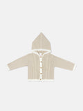Unisex Hooded Knitted Cardigan with Single-Button Style - Beige