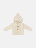 Unisex Hooded Knitted Cardigan with Double-Button Style - Beige
