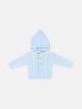 Unisex Hooded Knitted Cardigan with Double-Button Style - Baby Blue