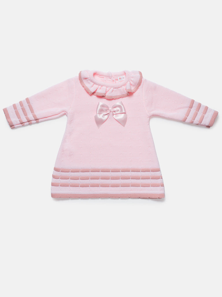 Baby Girl 2-piece Spanish Knitted Dress & Bolero Set - Baby Pink & Dusty Pink