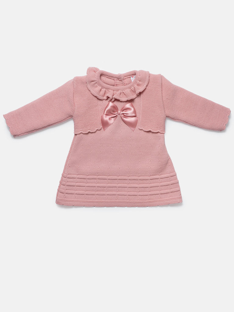 Baby Girl 2-piece Spanish Knitted Dress & Bolero Set - Dusty Pink