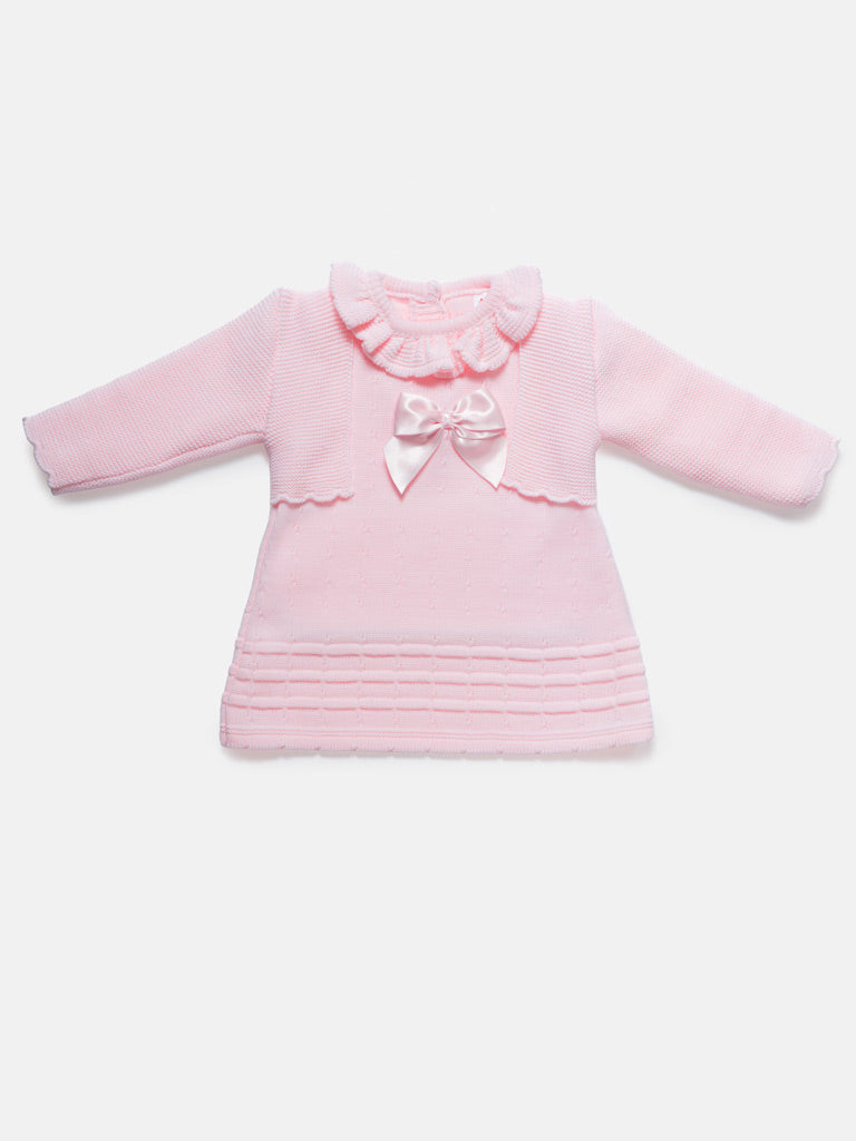 Baby Girl 2-piece Spanish Knitted Dress & Bolero Set - Baby Pink