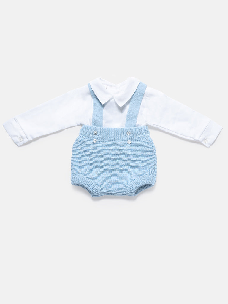 Baby Boy 2-Piece Spanish Knitted Romper & Shirt Set - Baby Blue