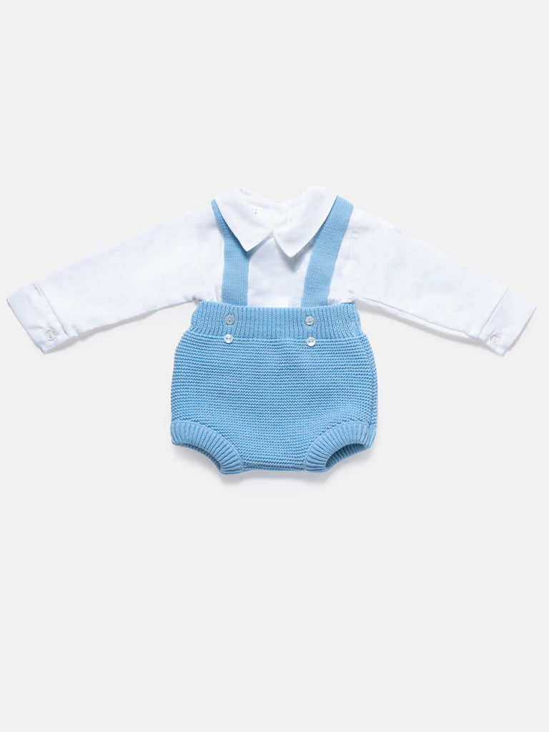 Baby Boy 2-Piece Spanish Knitted Romper & Shirt Set - Blue