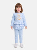 Baby Girl Top & Leggings Set - Teddy Bear Collection - Baby Blue