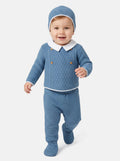 Baby Boy SANTIAGO X Collection knitted 3 pieces set - Blue