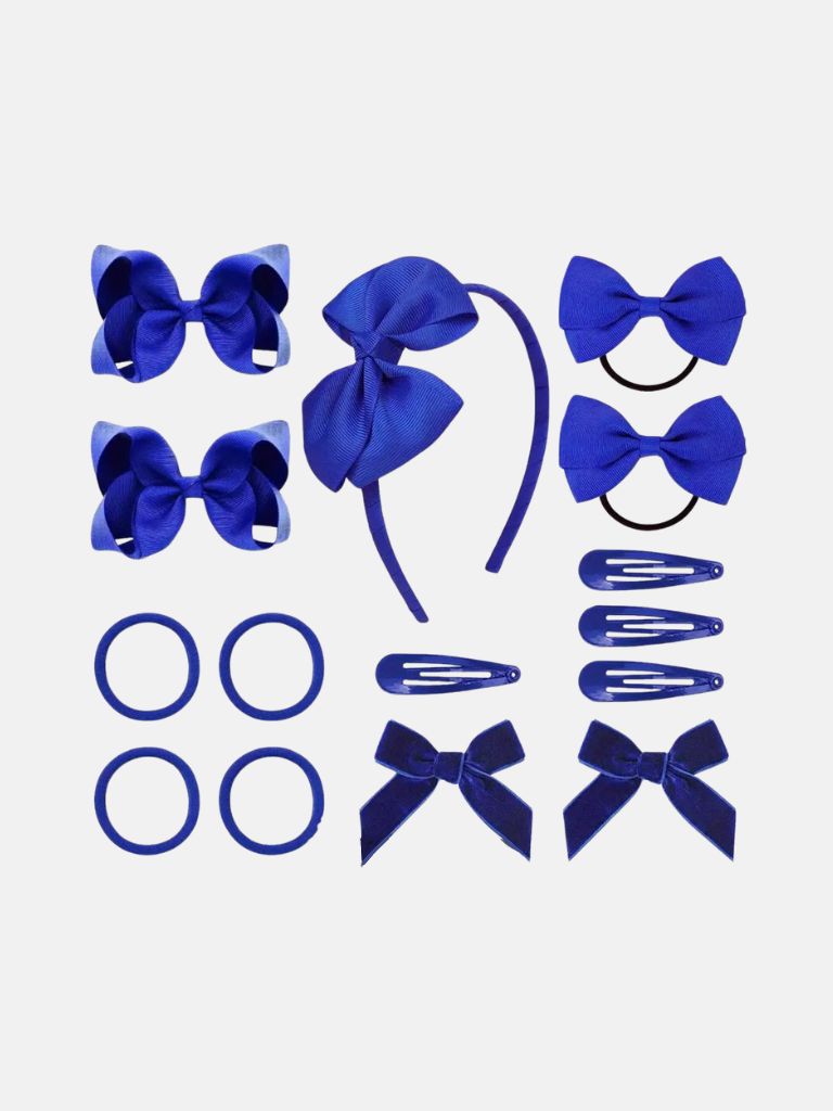 Baby Girl Hair Accessories 15 Pieces Set - Royal Blue