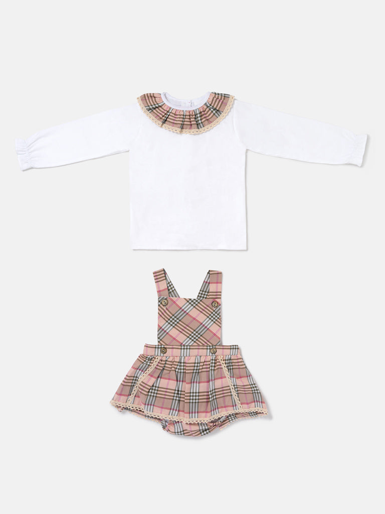 Baby Girl Consuelo Collection 2-Piece Tartan Romper Set - Dusty Pink