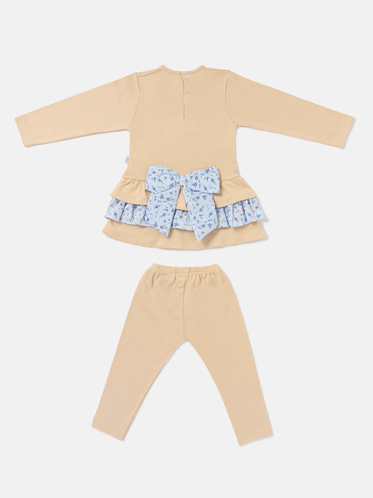 Baby Girl Top & Leggings Set - Teddy Bear Collection - Beige