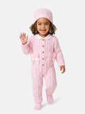 Baby Girl Gabriela Collection All-In-One Knitted 3-Piece Set + Bows - Baby Pink