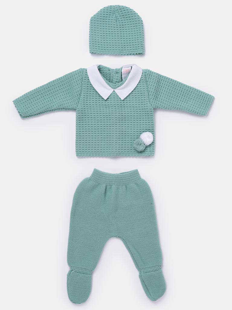 Baby Boy 3-Piece Waffle Knit Gift Box Set - Mint