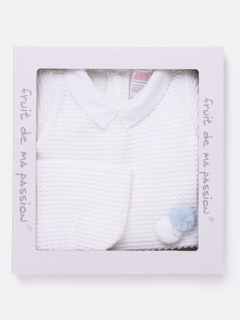 Baby Boy 3-Piece Waffle Knit Gift Box Set - White