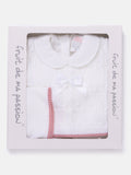 Baby Girl Cable Knit 3-piece Gift Box Set - White & Dusty Pink