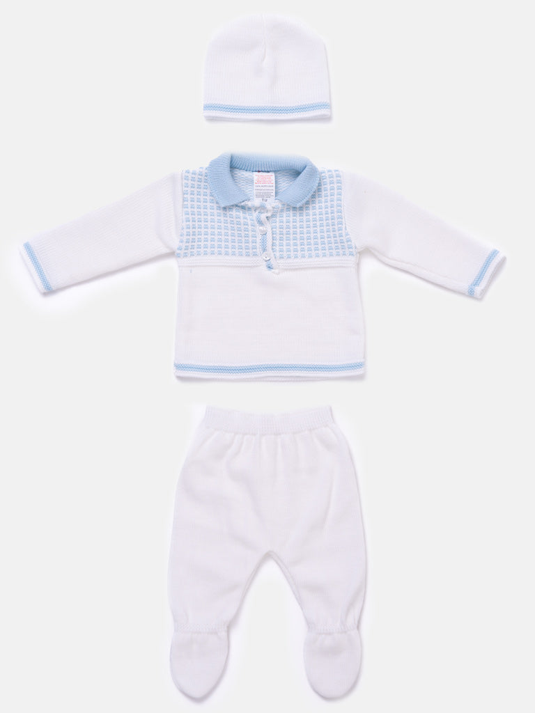 Baby Boy Elegant 3-piece Knit Gift Box Set - White