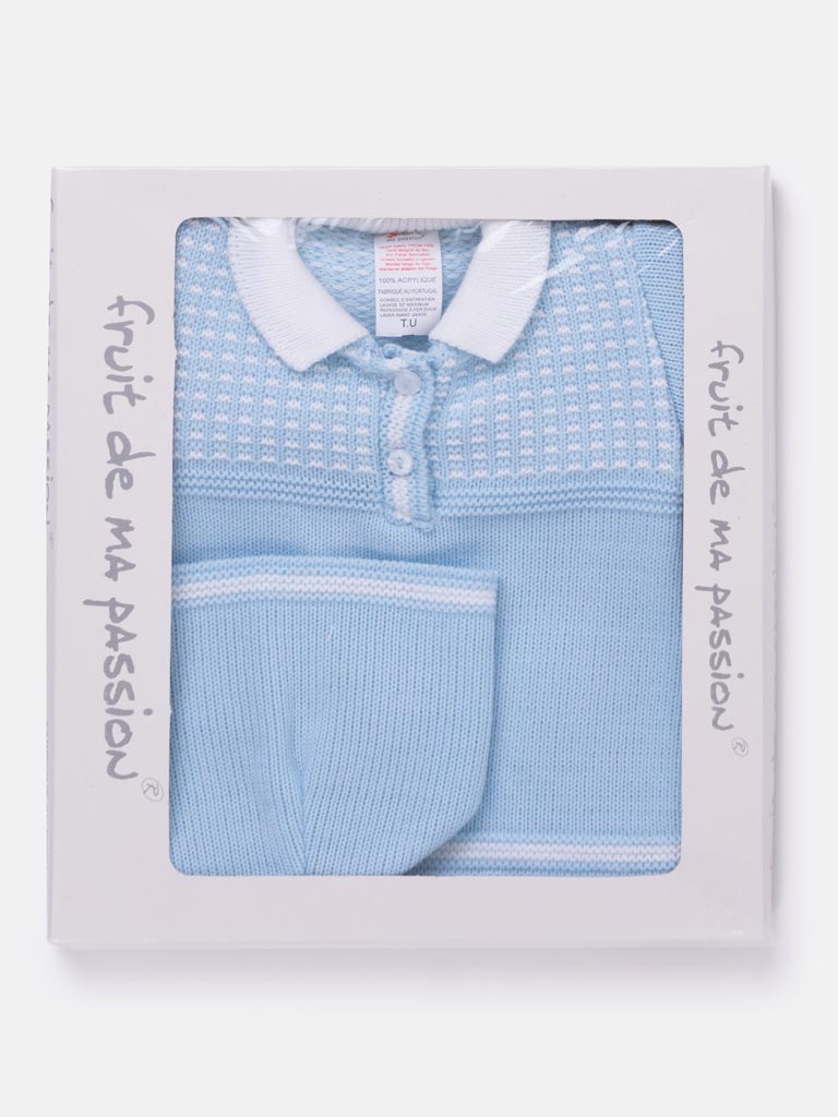 Baby Boy Elegant 3-piece Knit Gift Box Set - Baby Blue