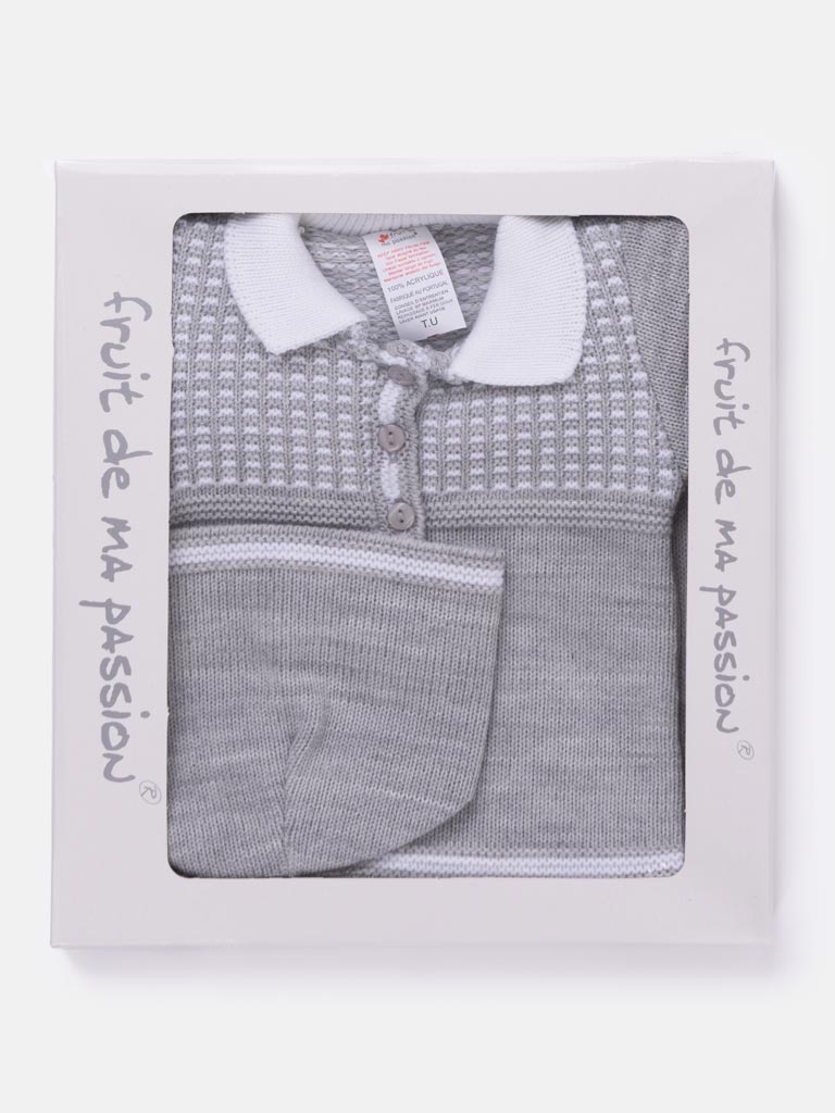 Baby Boy Elegant 3-piece Knit Gift Box Set - Grey