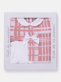 Baby Girl 3-piece Check Knit Gift Box Set - White