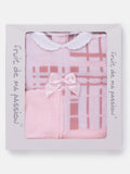 Baby Girl 3-piece Check Knit Gift Box Set - Baby Pink