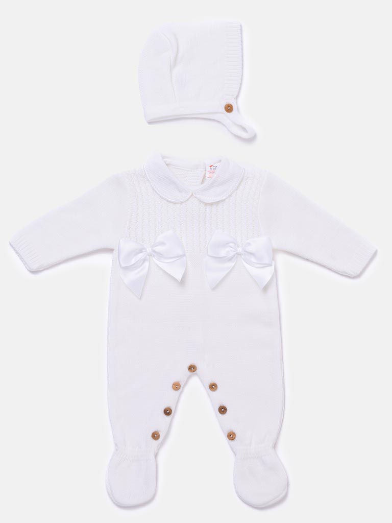 Baby Girl  Grow 2-piece with Bow Gift Box Set - Ivory