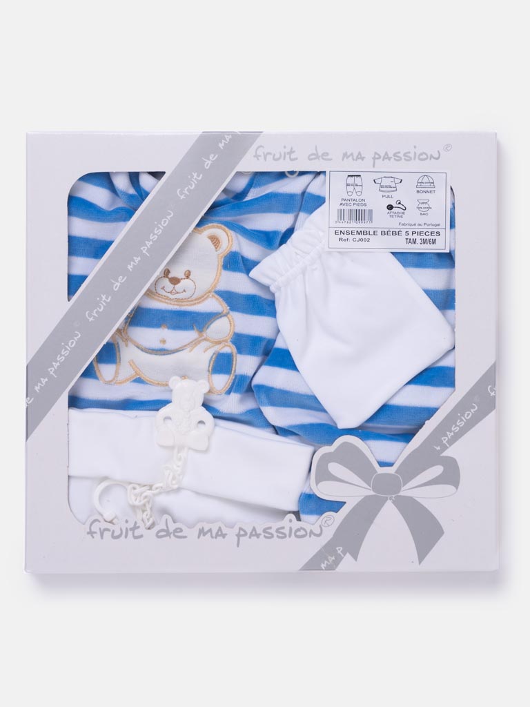 Baby Boy 5-piece Teddy Gift Box Set - Blue