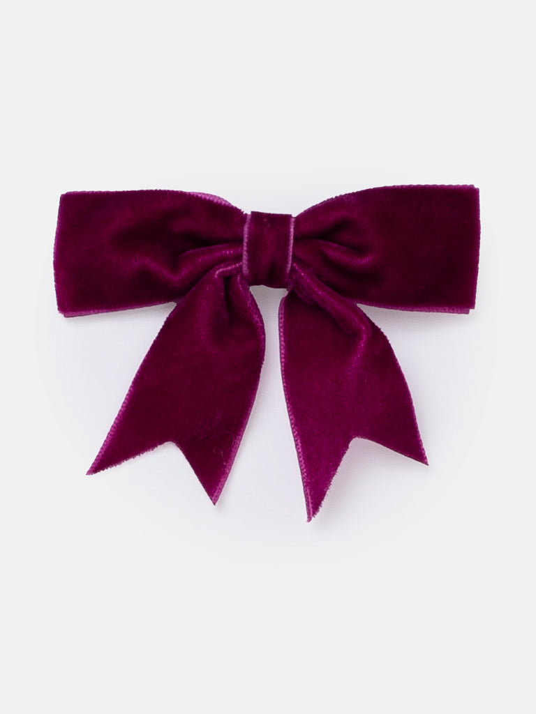 Baby Girl Velvet Bow Hairclip - Burgundy