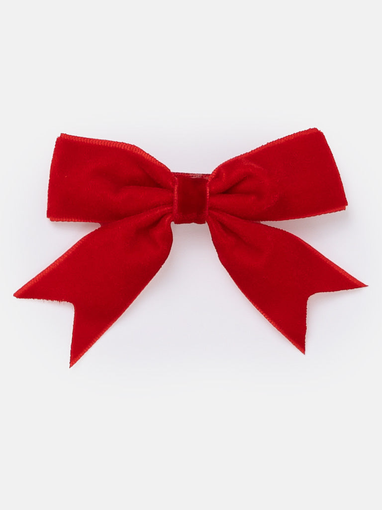 Baby Girl Velvet Bow Hairclip - Red