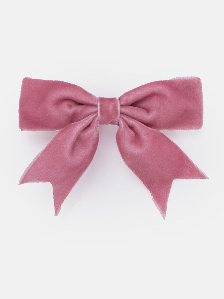 Baby Girl Velvet Bow Hairclip - Dusty Pink