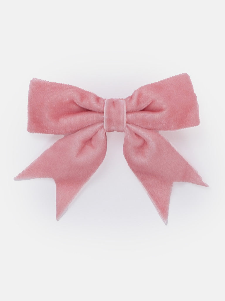 Baby Girl Velvet Bow Hairclip - Pink