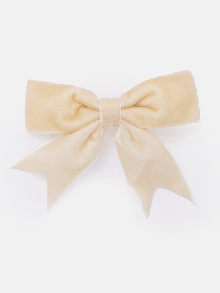 Baby Girl Velvet Bow Hairclip - Ivory