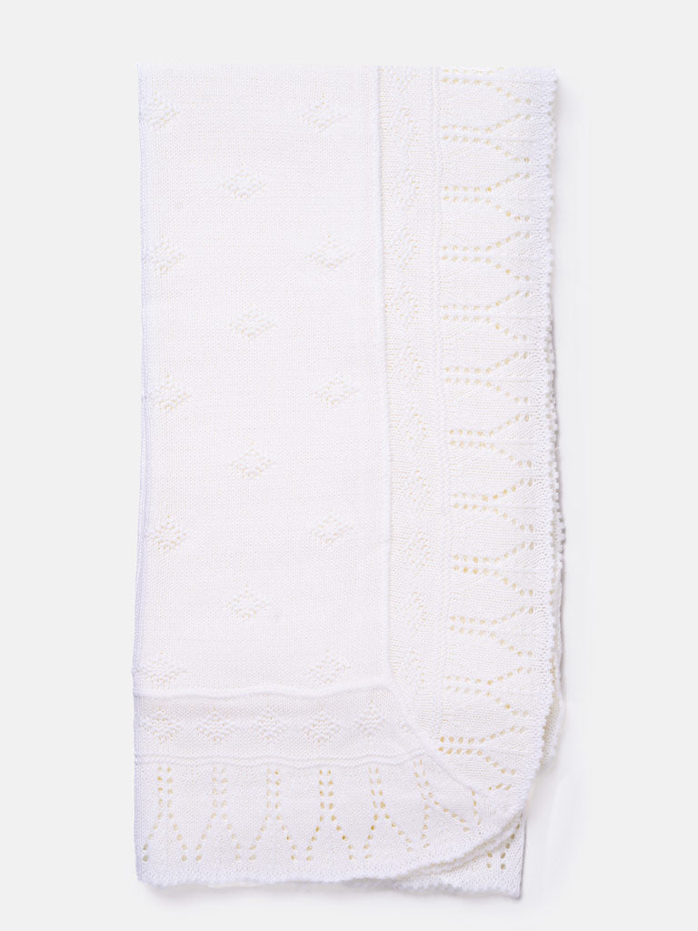 Baby Spanish Chic Knitted Shawl - White