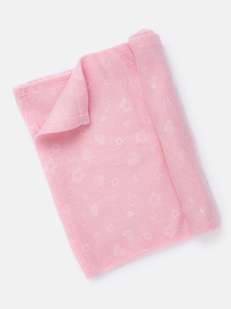 Baby Girl Heart Soft Fleece Blanket - Pink