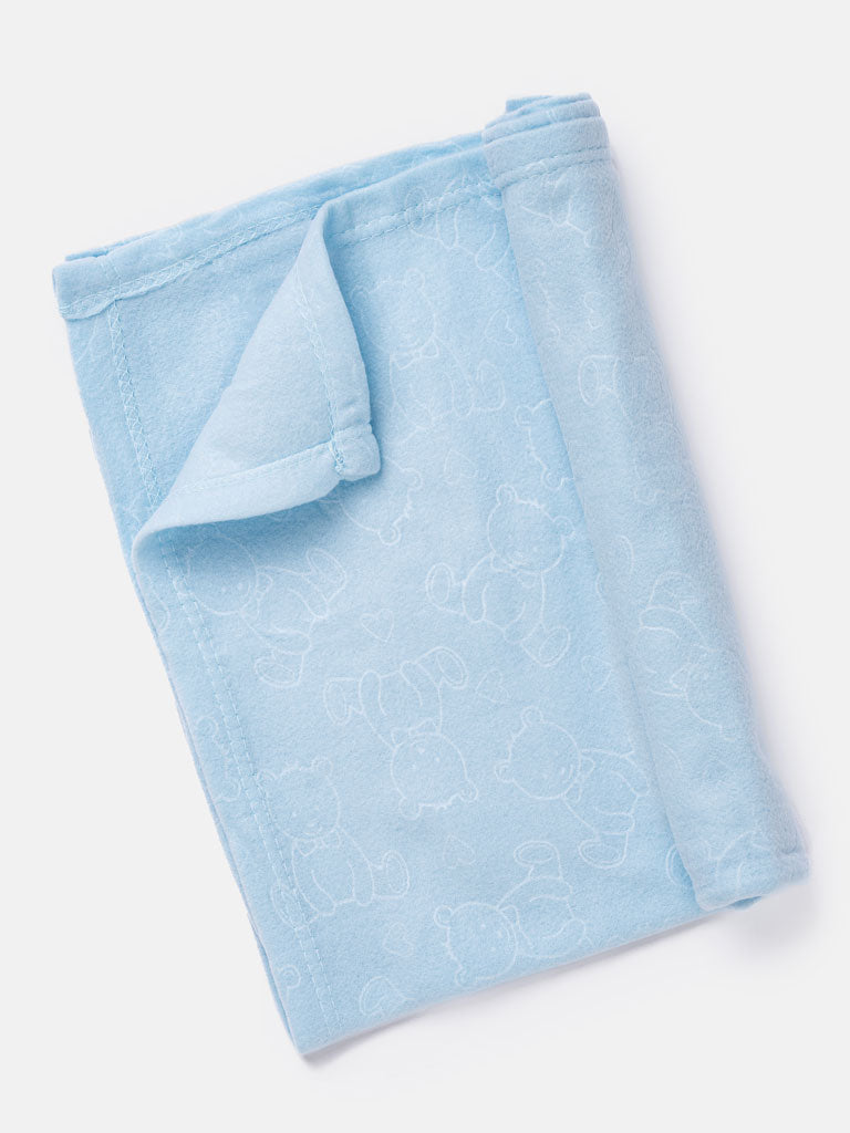 Baby Boy Teddy Soft Fleece Blanket - Baby Blue