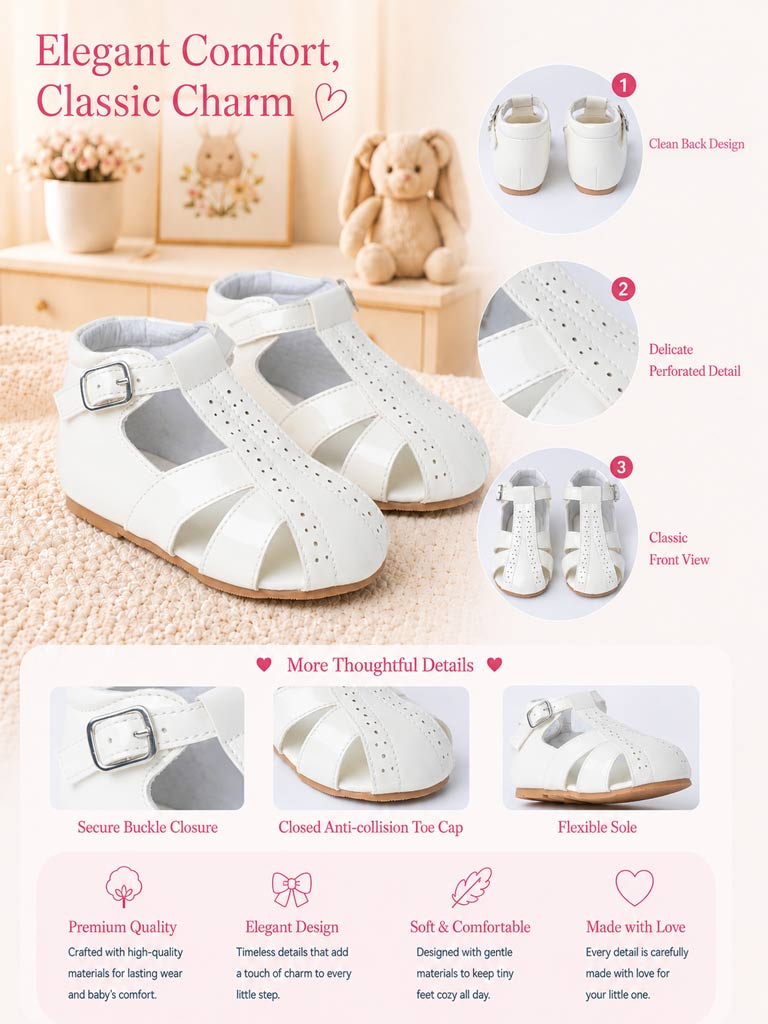 Baby Unisex M&B Classic Sandals - Cream