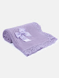 Baby Open Dot Knitted Spanish Blanket with Bow - Purple