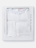 Baby Girl 3-Piece Knitted Lace Frill Collar Gift Box Set - Ivory