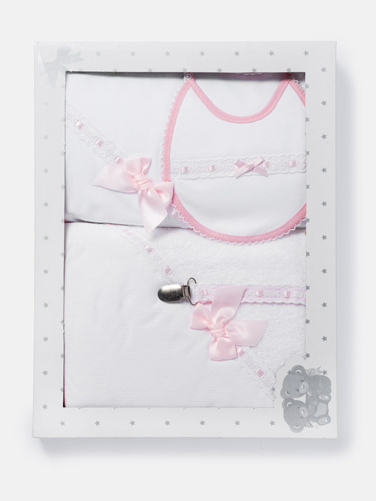 Newborn Essentials Duo Towel 4-Piece Gift Box Set - Baby Pink