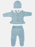Baby Girl 3-Piece Knitted Set with Ruffled Hem - Mint Green
