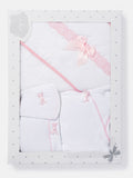 Newborn Essentials 4-Piece Gift Box Set with Wavy Lace - Baby Pink
