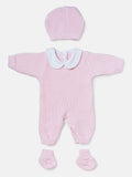 Baby 3-Piece Knitted Set All-In-One with Hat & Booties - Baby Pink