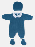 Baby 3-Piece Knitted Set All-In-One with Hat & Booties - Blue