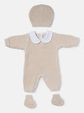 Baby 3-Piece Knitted Set All-In-One with Hat & Booties - Beige